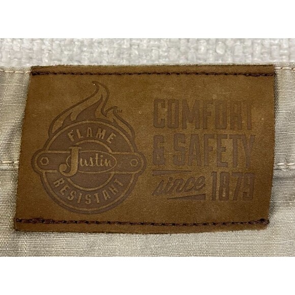 Justin FR Work Pants Men's 33x35 CAT 2 Beige Ripstop Straight Utility Workwear - Picture 8 of 14